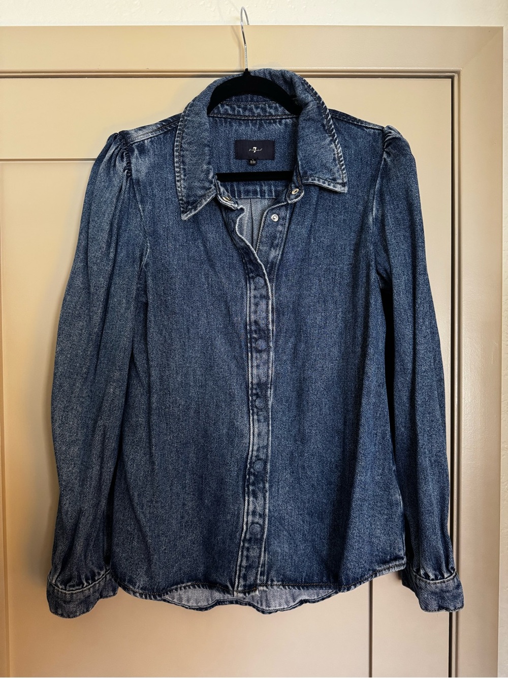 7 For All Mankind Denim Button-Down Shirt - Blue